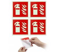 YIPFEN 4 unidades Señal autoadhesiva de extintor, PVC luminiscente Pegatina de extintor, Cartel de extintor para casa, oficina, hospital (4x4 pulgadas)