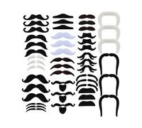 YIPFEN 48 bigotes postizos autoadhesivos set de bigote y barba falsa para disfraces divertidos de carnaval halloween fiestas cumpleaños fotomatón teatro