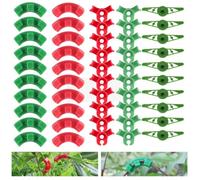 YIPFEN 50 Clips de Entrenamiento para Plantas 360° y 90° Ajustables, 3 Estilos Reutilizables - Guía para Tallos, Herramienta para Bonsáis y Trepadoras, Control de Dirección (Rojo, Verde)