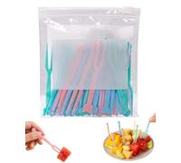 YIPFEN 50 mini tenedores de colores para fruta, postres y snacks | Tenedores de plástico reutilizables con puntas redondeadas, ideales para fruta, postres, picnics, buffets y fiambreras.