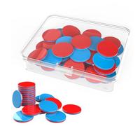YIPFEN 50 Pcs Fichas Matemáticas Reversibles para Aprendizaje, Material Didáctico para Sumar y Restar, Ábaco para Niños Primaria, Ideal para Escuela y Homeschooling (24x3mm) (Rojo/Azul)