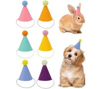 YIPFEN 6 Mini Sombreros de Fiesta para Mascotas - Gorros de Cumpleaños para Perros, Gatos y Peluches con Banda Elástica. Perfectos para Fotos Inolvidables y Celebraciones.