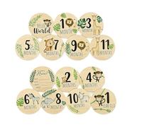 YIPFEN 7 Tarjetas de Hitos para Bebé con Caja Transparente, Tarjetas Mensuales de Crecimiento de Madera para Fotos, Regalo Ideal para Nacimiento y Baby Shower