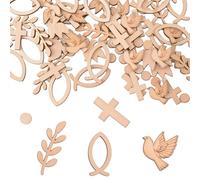 YIPFEN Decoración para bautizo, 100 unidades, elegante de madera con motivos de peces, corazones y arco iris, perfecto para niñas y niños, decoración de mesa para confirmaciones y baby shower