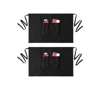 YIPFEN Delantales Negros, 2 Piezas, Talla Única Unisex con Tirantes Ajustables. Protección Antimanchas Profesional para Cocina, Hostelería, BBQ y Barista, Hombre Mujer.