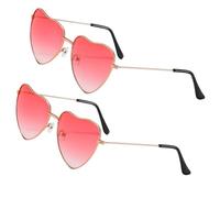 YIPFEN Gafas retro hippie en forma de corazón, accesorios de festival, para fiestas en Mallorca, 2 unidades, carnaval, de colores caramelo, funny glasses, cumpleaños, adultos y niños (Rosa)