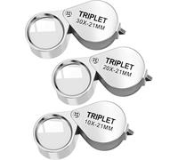 YIPFEN Juego de 3 Lupas Plegables 10X, 20X y 30X | Lupa Acero Inoxidable con Óptica Clara para Inspección Detallada de Joyería y Monedas