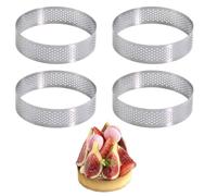 YIPFEN Juego de 4 moldes ovalados para Tartas de Acero Inoxidable 304 con Perforaciones, moldes Profesionales para Tartas y postres, Ideales para Mousse, quiches francesas y Dulces (8 cm)