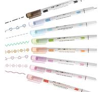 YIPFEN Juego de 8 rotuladores de colores, rotuladores de doble punta, con curvas variadas y líneas decorativas, rotuladores fluorescentes a prueba de manchas.