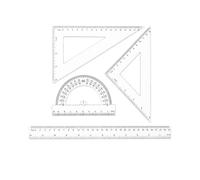 YIPFEN Juego de Geometría 4 Piezas, Regla Transparente 30 cm, Transportador de Ángulos 180°, Escuadra y Cartabón, Marcas de Alta Precisión para Escuela, Universidad y Dibujo Técnico