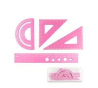 YIPFEN Juego de Reglas 4 Piezas Rosa, Kit Geométrico con Caja Organizadora 20 cm, Marcas Láser Precisas y Acabado Suave para Dibujar sin Errores en Clases y Tareas Escolares