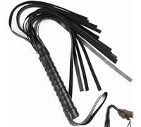 YIPFEN Látigo de cuero con flecos, látigo de entrenamiento ecuestre, herramienta de entrenamiento, fusta para equitación al aire libre y entrenamiento diario (Negro)