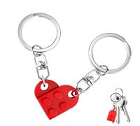 YIPFEN Llavero 2 en 1 con Colgante de Corazón, Llaveros para Parejas con Diseño de Corazón Partido, Llavero Casa, Regalos Novia y Novio, Regalo Aniversario Pareja (Rojo)