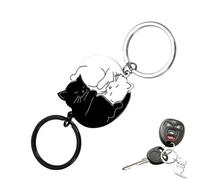 YIPFEN Llavero para parejas, llavero de gato de acero inoxidable, rompecabezas de gato, regalo de pareja, regalos originales, regalo aniversario