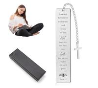 YIPFEN Marcador Cristiano con Versículo Bíblico y Colgante de Cruz, Inspirador con Caja de Regalo, Regalo Religioso para Comunión, Confirmación, Motivación, Regalos Bíblicos para Mujeres y Hombres