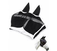 YIPFEN Mascarilla Antimoscas Caballos Negro 1 Unidad Ajustable Protección UV con Orejeras para un Confort equino óptimo y Defensa Integral contra Insectos, Moscas y Sol.