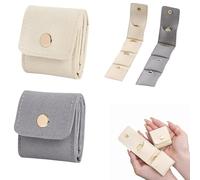 YIPFEN Mini Bolsa de Viaje para Joyería Joyero Enrollable, Bolsa plegable, compacta para pendientes, anillos y collares Travel Jewelry Organizer ideal para cumpleaños y regalos (Beige + Gris)