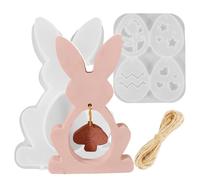 YIPFEN Moldes de Silicona para Manualidades Conejo de Pascua y Huevos de Pascua con Cuerda de Yute de 1,4m para Decoración y Proyectos DIY