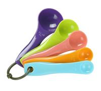 YIPFEN Pack de 5 Cucharas Medidoras de Gramos - Doble Escala, Coloridas y Apilables con Anilla - Dosificación Precisa para Sólidos, Líquidos y Repostería