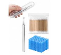 YIPFEN Removedor Puntos Negros, 100 Agujas Estériles Desechables + 100 Bastoncillos y Extractor Gancho para Acné. Kit facial profesional con caja de plástico para higiene.