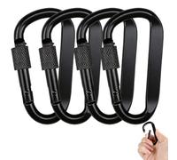 YIPFEN Robusto Mini Mosquetón Resistente Aluminio Tipo D, Llavero, Hebillas Roscadas Giratorias, Carga Máxima 25KN, Cierre de Resorte con Muelle, para Acampar y Actividades al Aire Libre (Negro)