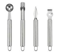YIPFEN Set 4 en 1 Cuchara para Helado y Melón, Descorazonador de Frutas, Cuchillo para Esculpir Frutas, Utensilio de Cocina de Acero Inoxidable para Hacer Bolas
