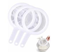 YIPFEN Set de 3 Coladores Plástico de Nailon, Mallas 200/300/400 Ojos, Asas Reforzadas para Kefir y Yogur Griego, Filtrado Exacto sin Pérdidas Ni Residuos