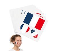 YIPFEN Set de 30 Tatuajes Temporales French, Resistentes al Agua y al Sudor, Tatuajes Faciales Desprendibles con Motivos de Banderas Deportivas, Adecuados para Hombres y Mujeres