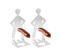 YIPFEN Soporte Salchichas BBQ 2 Uds. Acero Inoxidable, Diseño Hombre Creativo de Pie, Regalo Divertido para Hombres, Ideal para Cocción Uniforme sin Manos en Parrilla, Gas, Camping y Exterior.