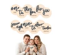 YIPFEN Tarjetas Hitos Bebé 6 Unidades Madera Meses 1-12, Set Cartas Mensuales Fotos y Lista Nacimiento, Recuerdo Natural Seguro para Atrapar las Etapas Clave del Bebé en Sesiones y Decoración