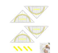 YIPFEN Triángulos de Geometría | Set de 4 Unidades con Mango Antideslizante | Garantizan Estabilidad Prolongada y Mediciones Precisas para Tareas Académicas de Dibujo Técnico