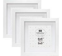 YiPinYin Juego de 3 marcos de fotos blancos de 15 x 15 cm, con soporte para 4 x 10 cm, 3 unidades, elegantes marcos de fotos cuadrados con ventana de cristal para montaje en pared y escritorio