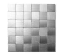 Yipscazo 1 pieza de azulejos adhesivos para salpicaduras de cocina, azulejos de mosaico de despegar y pegar, azulejos de metal de acero inoxidable para baño, caravana, chimenea