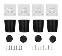 YIPUETERNITY 4pcs Piernas de Muebles, 6cm Pies Muebles de Reemplazo Madera Tener Almohadilla Antideslizante, Tornillos y Placas de Montaje para Sillas, Armarios, Camas,Mesa Madera. Negro
