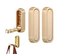 YipuVR 2 piezas de ganchos de pared plegables para colgar, gancho plegable de montaje en pared de aleación de zinc, gancho de pared de oro resistente para baño y cocina, gancho plegable para colgar