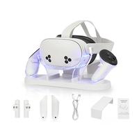 YipuVR Base de carga para Meta Quest 3/3S, estación de carga con indicador LED, estación de carga magnética para auriculares y controladores Quest 3/3S, con 2 baterías recargables, cable USB-C