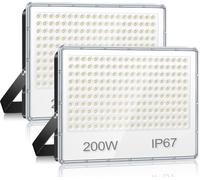 YIQIBRO Focos LED Exterior 200W 2 Piezas, 20000LM 6500K Blanco Frío Luces Exterior, 200 LEDs Potente Proyector, IP67 Impermeable Lampara LED para Jardin, Terraza, Garaje, Fábrica, Almacén