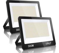 YIQIBRO Focos LED Exterior 300W 30000LM Luces LED para Jardín, 2 Piezas | IP67 Impermeable Proyector LED, 6500K Blanco Frío Potente Luz de Seguridad para Terraza, Garaje, Jardín, Almacén, Taller