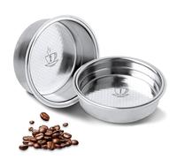 YIQILAIYA 2 piezas Filtro Cafe 51mm no Presurizado, 51mm Filtro Cafetera Inoxidable Compatible con Cafeteras Cecotec, Ufesa y Breville (taza simple + doble)