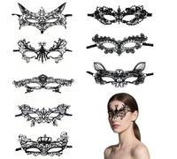 YIQILAIYA 8 Piezas Máscaras de Carnaval Negras para Mujer, Mascara Veneciana para Halloween, Carnaval, Fiesta, Vestido de Noche, Traje de Baile