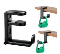 YIQILAIYA Soporte Auriculares, Soporte Cascos Multifunción Ajustable, Soporte para Auriculares para Todos los Tamaños Auriculares, Negro