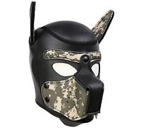 YiQin RWSX mascarilla para perros, máscara de látex suave para perros con orejas máscara de cachorro para perros, boca extraíble, adecuada para Halloween, fiesta navideña (XL, Camo)