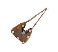 YiQinzcxg Bolso de ganchillo de malla playa bolsos de hombro estéticos para las mujeres bolso de hombro vacaciones Bohemia vacaciones bolsos de hombro para las mujeres, caqui