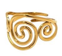 YiQinzcxg Elegantes diseños de remolinos de 18 quilates anillos de acero inoxidable chapado en oro joyas para mujeres accesorios de dedo joyas chapadas en oro, como se describe