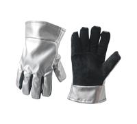 YiQinzcxg Guantes de protección térmica de fuerza industrial de papel de aluminio exterior con palma de cuero para barbacoa camping metalurgia guantes resistentes al calor