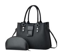 YiQinzcxg Moderno 2 Piezas Mujer Bolsos Y Bandoleras Set Cuero PU Bolsos Bandolera Casual Con Top Para Trabajo O Viajar Bolsos de Mujer, Negro