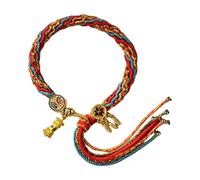 YiQinzcxg Pulsera tibetana tejida a mano inspiradora de la suerte para mujeres con coloridos patrones de reencarnación y diseños únicos joyas de cumpleaños, talla única, como se describe