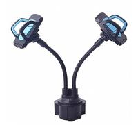 YiQinzcxg Soporte para teléfono para coche, soporte doble para vasos, giratorio 360°, altura ajustable, con estante de apoyo, soporte para vasos de coche, antideformación para smartphone