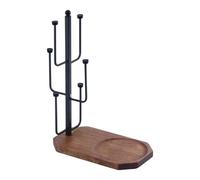 YiQinzcxg Soporte vertical para tazas de café con gancho y base de madera, organizador de tazas de ahorro de espacio, barra de almacenamiento de cocina multiusos fácil de montar