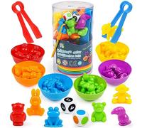 YIQOGAME Aprender Colores A Partir de 3, 4, 5 Años, Juego de Clasificación de Colores Montessori con Vasos de Clasificación y Pinzas Adecuadas, Juguetes Educativos, Juguetes para Niños, Aprender